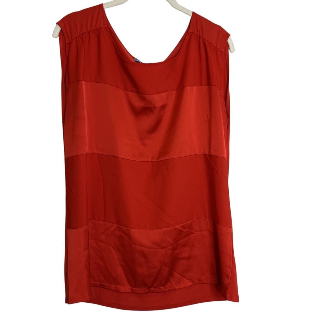 Antonio Melani Womens Sleeveless Blouse Medium Red Mixed Media Drape Neck